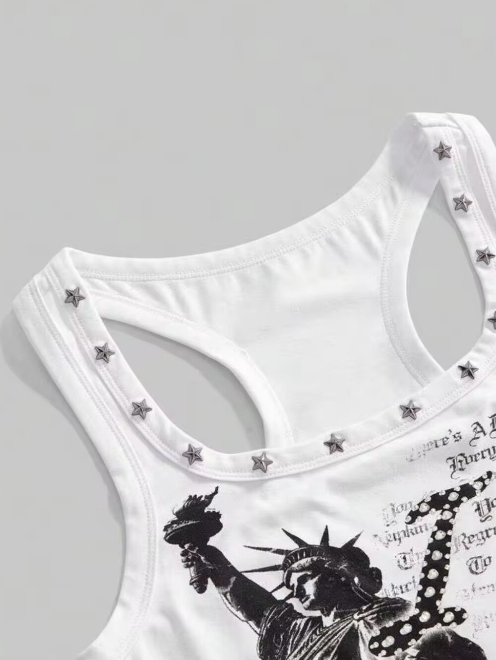 ROMWE Street Life Y2K Retro Streetwear Slogan Print Rhinestone Tank Top - Picture 4 of 8